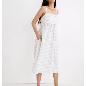 **NWT** Madewell Seersucker Gingham Cami Midi Dress